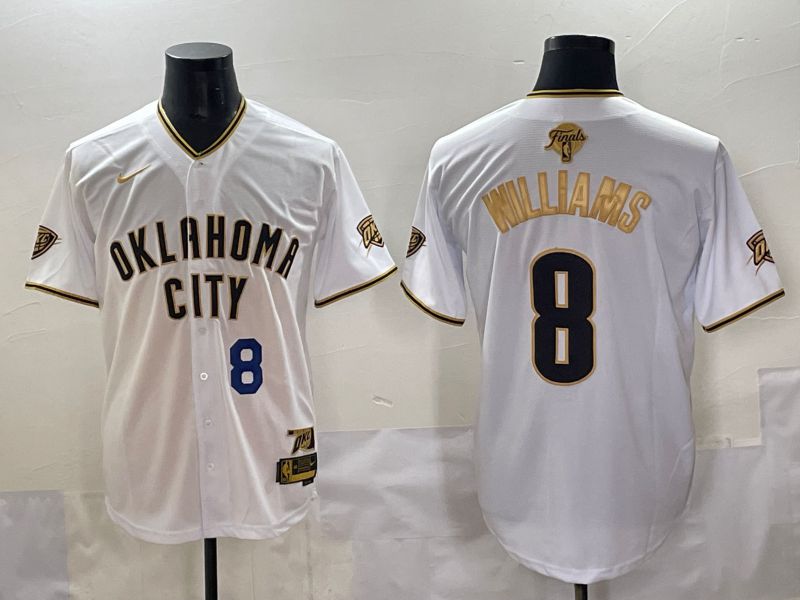 Men 2025 Oklahoma City Thunder #8 Williams White Gold Nike Joint Name NBA Jersey style 14->oklahoma city thunder->NBA Jersey